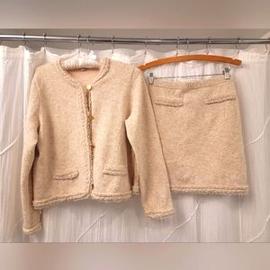 J. Crew Cream Bouclé Skirt Suit Blazer Jacket Set